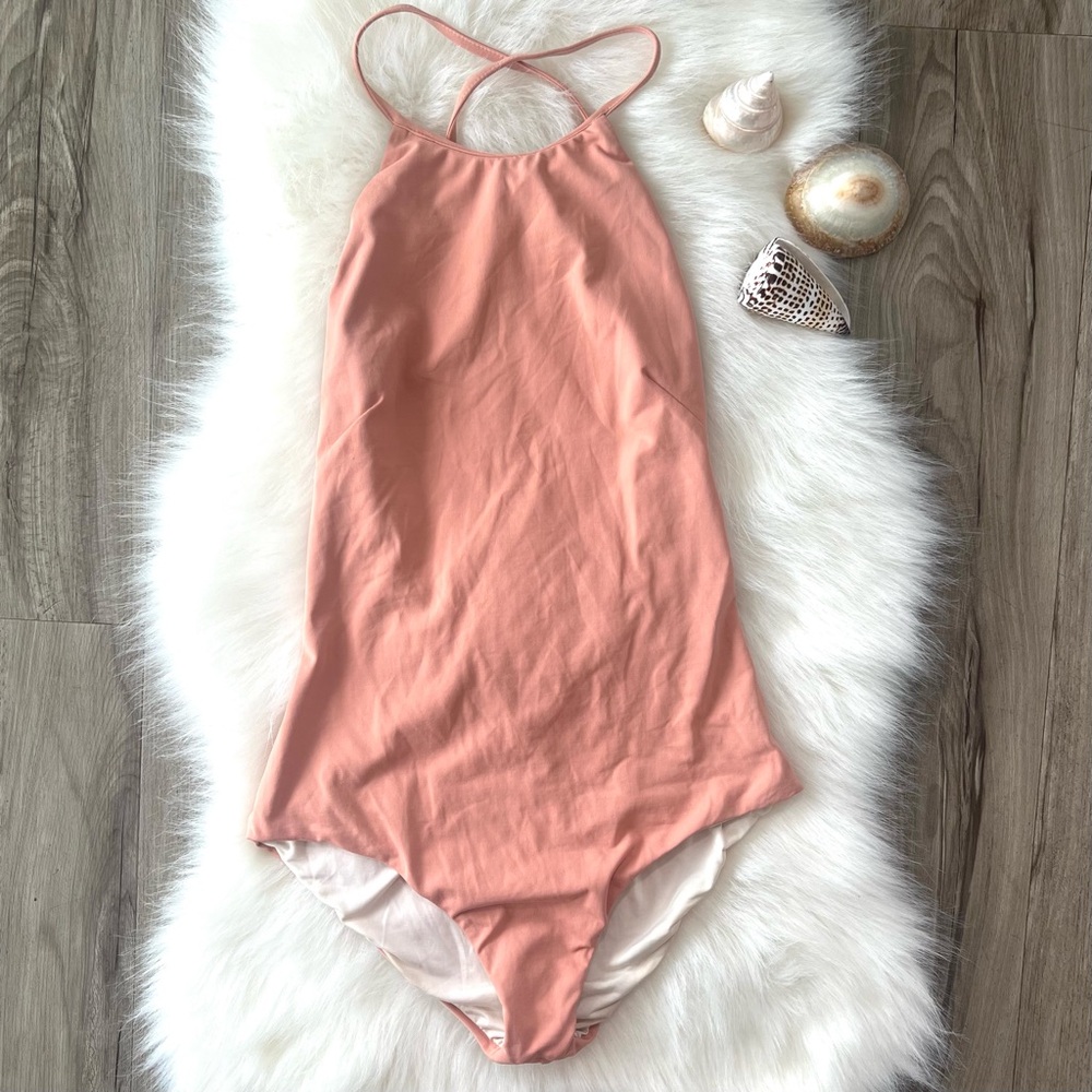 Eberjey peach one piece swimsuit criss cross back size small
